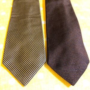 2 FACONNABLE Men’s Hand Made Designer Geometric Check 100% Silk Ties